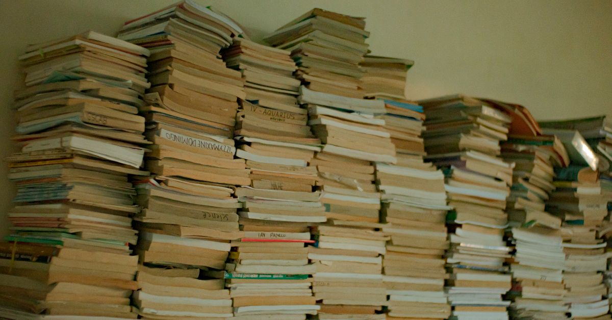 Stacked books representing a knowledge base