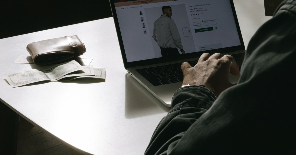 Person placing an order online on a laptop